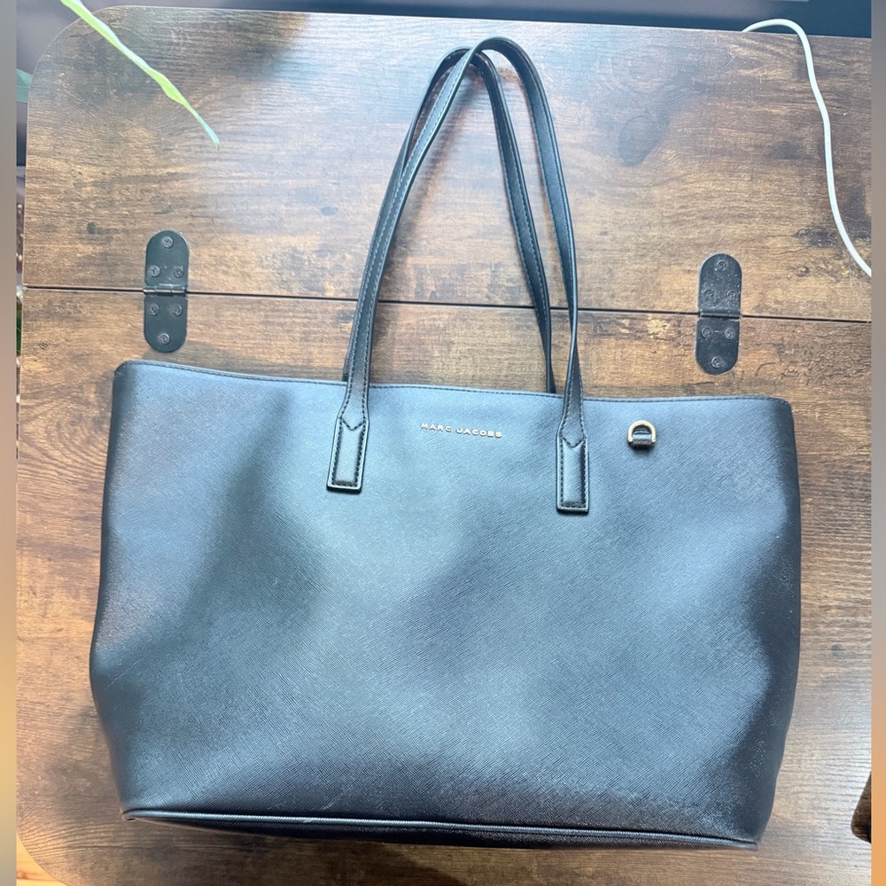 Marc Jacobs Black Saffiano Leather Tote with Double Straps